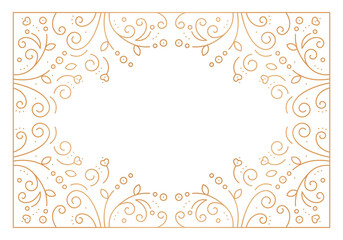 Frame decor white, gold, light background, vector illustration.
