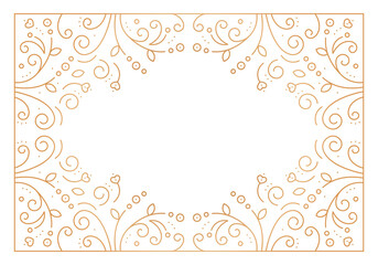 Frame decor white, gold, light background, vector illustration.