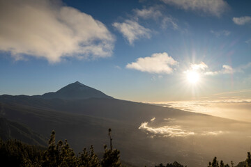 el teide in the clouds at sunset tenerife