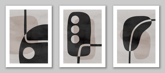 Abstract art,  watercolor geometric background. Design for poster, wall decoration, cover, EPS10 vector template set