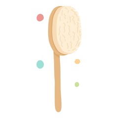 Reusable wood bath brush element. Recycling plastic, zero waste and eco bottle and pack