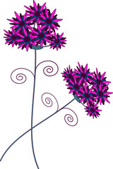 Bright decorative flowers on twigs. Vector file.