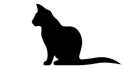 Black silhouette of a cat on a white background