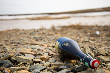 Obraz premium View of garbage near river outdoors. Concept of soil pollution