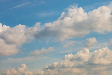 Blue sky background with white striped clouds. blue sky panorama may use for sky replacement