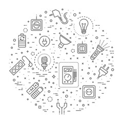 Electric accessories banner. Electricity 