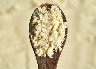 Whey protein powder in a bowl