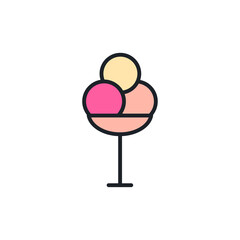 Ice cream scoops icon. Desserts isolated line color icons