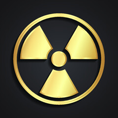 radioactive symbol 3d golden metal