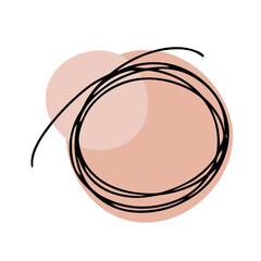 Hand drawn ink circle abstract shape, empty frame with space for text, simple modern vector illustration