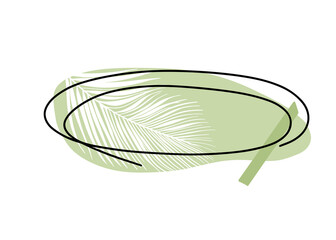 Hand drawn abstract organic empty frame with space for text, modern vector illustration with palm leaf