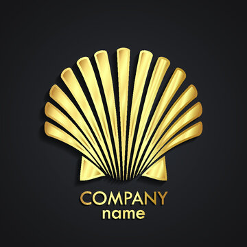 3d golden sea shell logo