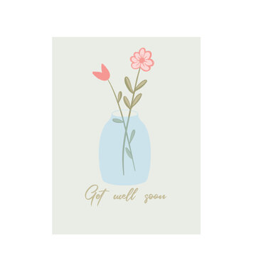 Get Well Soon Card with flowers