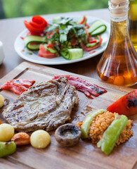 grilled meat cutlet served