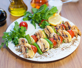 chicken grill served on wooden board