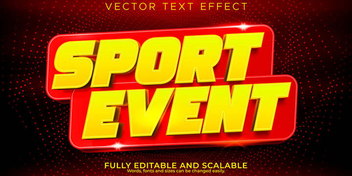 Sport event text effect, editable headline and champion text style