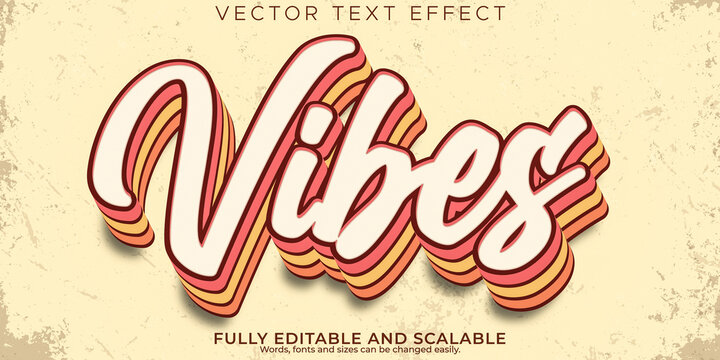 Vintage text effect, editable summer and beach text style