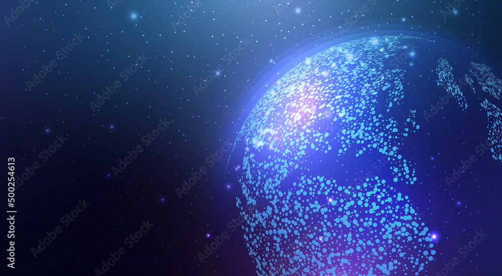 Poster futuristic map of the planet. world map. globalization internet and technology, cyber security. abst