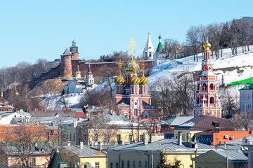 Obraz premium Panorama of Nizhny Novgorod on a clear winter day