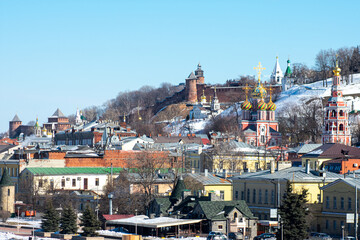 Panorama of Nizhny Novgorod on a clear winter day