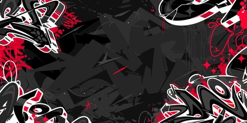 Dark Black Abstract Urban Street Art Graffiti Style Vector Illustration Background Template  © Anton Kustsinski