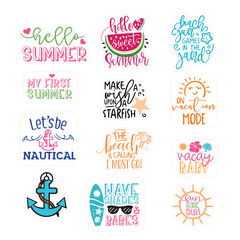 Naklejka premium Set of Summer Beach Digital Stickers 
