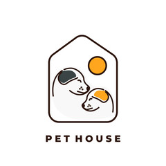Pet shop line art illustration logo