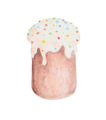 Easter cake. Watercolor illustration on a white background.