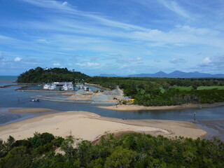 Aerial view of tinity inlet with harbour and constuction site