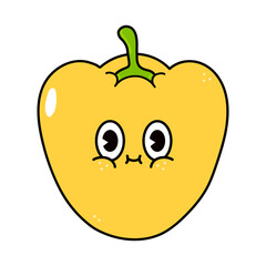Cute funny pepper character. Vector hand drawn traditional cartoon vintage, retro, kawaii character illustration icon. Isolated on white background. Pepper character concept