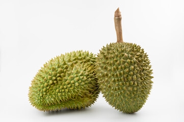 Old beautiful durian isolated on white background, king of fruit in Thailand