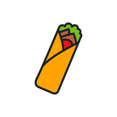 Shawarma icon. Fast food isolated line color icons
