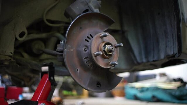 Car brakes are damaged. brake assist repair. car maintenance