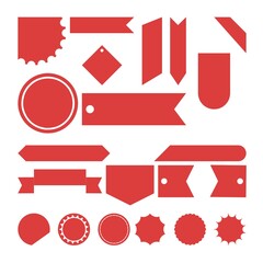 a collection of discount labels, red special offer stickers.
