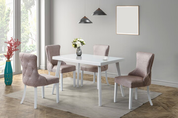 3D rendering of Dining room interior. interior design .dinning table