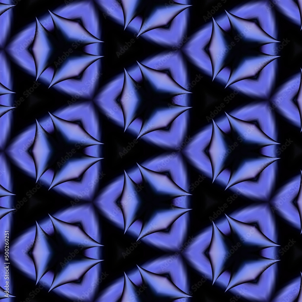 Aufkleber pattern from sharp peak point of a torus shaped 3d illustration object in shades of blue kaleidoscop
