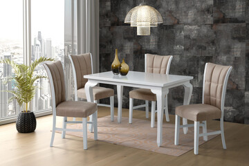 3D rendering of Dining room interior. interior design .dinning table