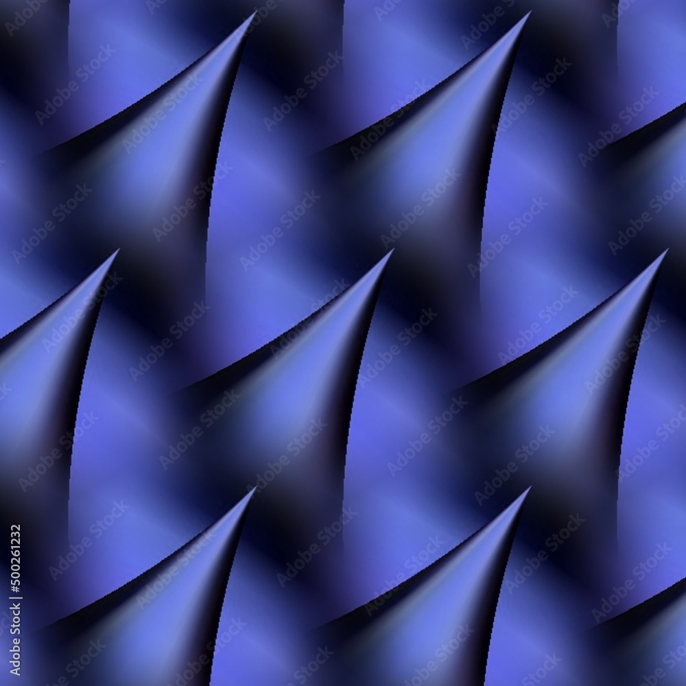 Poster pattern and many sharp peaked point of a torus shaped 3d illustration object in shades of blue
