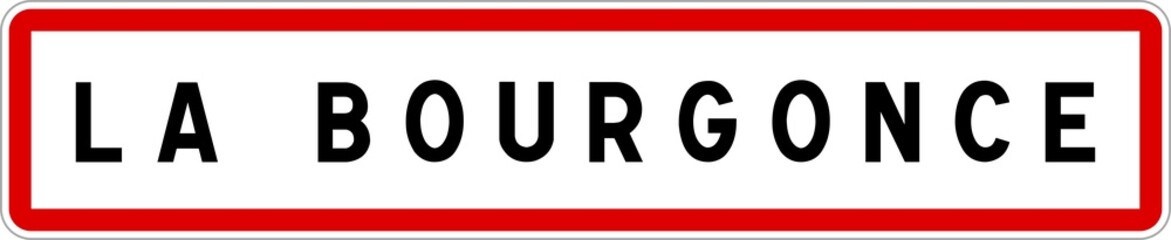 Fototapeta na wymiar Panneau entrée ville agglomération La Bourgonce / Town entrance sign La Bourgonce
