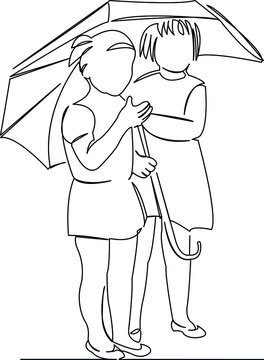 two girls under an umbrella