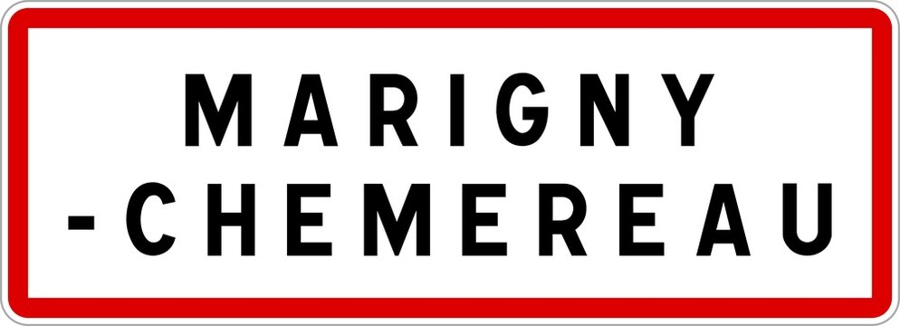 Panneau entr&eacute;e ville agglom&eacute;ration Marigny-Chemereau / Town entrance sign Marigny-Chemereau