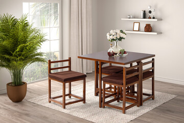 3D rendering of Dining room interior. interior design .dinning table