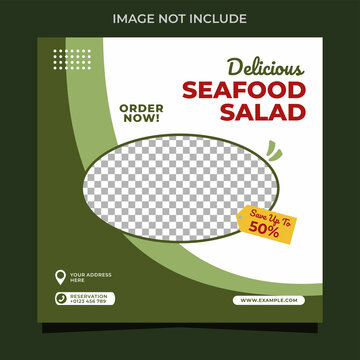 Sea Food Salad Banner Square Social Media Post Design