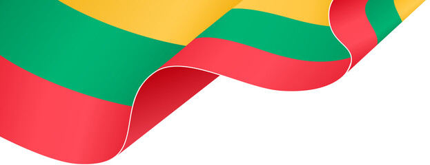 Fototapeta premium Lithuania flag wave isolated on png or transparent background,Symbol of Lithuania, vector illustration