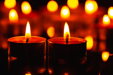 Candle,burning candles on the dark surface of remembrance day,Burning candles in darkness