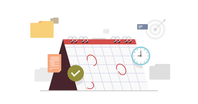 Planning day scheduling appointment agenda and meeting plan time management concept flat vector illustration.