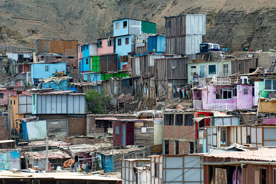 View of Lima slums from the Mount Morro Solar, Lima, Peru