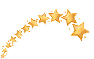 Rising wave of stars, a set of golden stars in the form of a wave. Vector illustration.