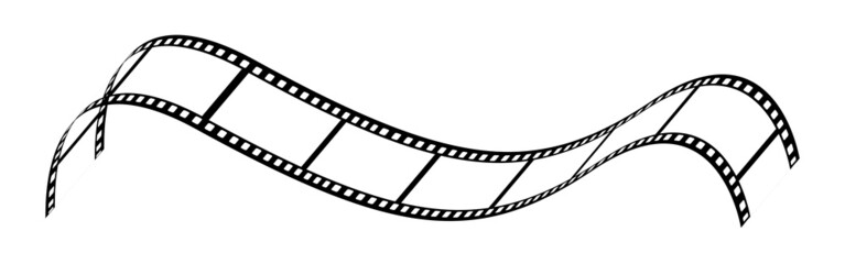 35mm film strip vector design with 10 frames isolated on white background. Black film reel symbol illustration to use in photography, television, cinema, photo frame, advertising. 