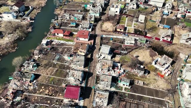 Ukraine after the bombing. Ukraine Russia war. Bombed Bucha.